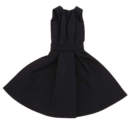 Modische Puppenkleid V-Ausschnitt Schwarz Knielang Abendkleid Ballkleid für 1/6 BJD, Blythe Puppen von P Prettyia