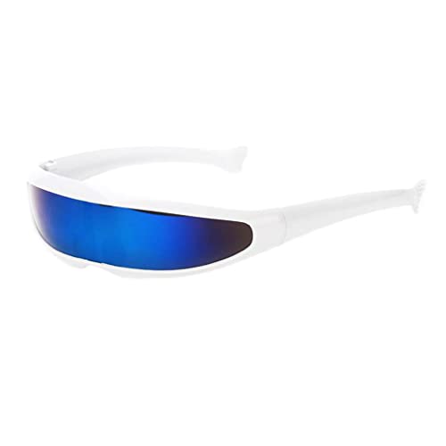 P Prettyia Erwachsene Funky Sonnenbrille Verspiegelte Dekobrille Partybrille Futuristische Spaß Brille Alien Kostüm Zubehör - Weiß Blau von P Prettyia