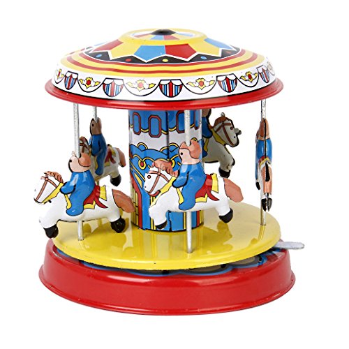 P Prettyia Pferd Karussell Modell Uhrwerk Spielzeug Blechspielzeug mit Wind Up Schlüssel P Prettyia Pferd Karussell Modell Uhrwerk Spielzeug Blechspielzeug mit Wind Up Schlüssel von P Prettyia