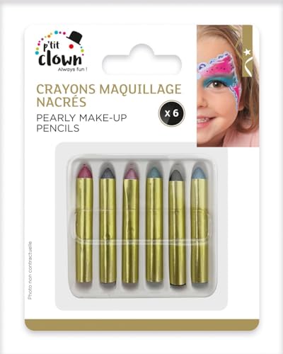 P'tit Clown 23354 Make-up-Stifte mit Perlglanz, 6 Stück, Mehrfarbig von P'tit Clown