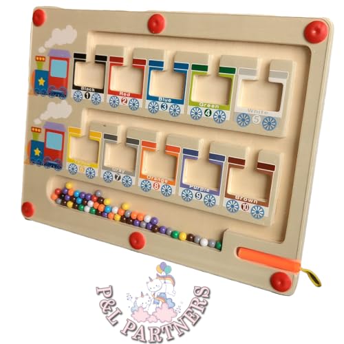 Montessori Magnetic Number and Color Pairing Maze for 3+ Year Olds | Educational Wooden Puzzle Board with 2 Trays | Fine Motor Skills, Preschool Learning Activities | Travel-Friendly Kids Toy Montessori Magnetic Number and Color Pairing Maze for 3+ Year Olds | Educational Wooden Puzzle Board with 2 Trays | Fine Motor Skills, Preschool Learning Activities | Travel-Friendly Kids Toy von P&L Partners