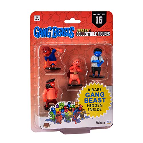 Gang Beasts Actionfiguren, 5 Stück, 6,3 cm Figuren für Kinder. Superhelden-Spielzeug für Jungen und Mädchen. Sammeln Sie 16 Mini-Spielzeuge, 1 versteckter seltener Charakter, offizielles von P.M.I.
