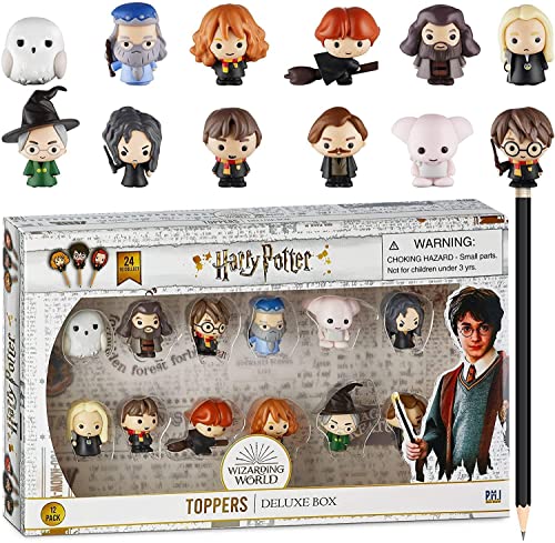Harry Potter Bleistift Aufsätze, Geschenke, Spielzeug, Fanartikel – Set mit 5(12) Harry Potter Figuren zum Schreiben, Partydekoration von PMI, 6 cm (Deluxe - A) von P.M.I.
