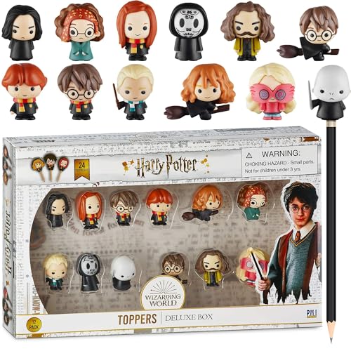 Harry Potter Bleistift Aufsätze, Geschenke, Spielzeug, Fanartikel – Set mit 5(12) Harry Potter Figuren zum Schreiben, Partydekoration von PMI, 6 cm (Deluxe - B) von P.M.I.