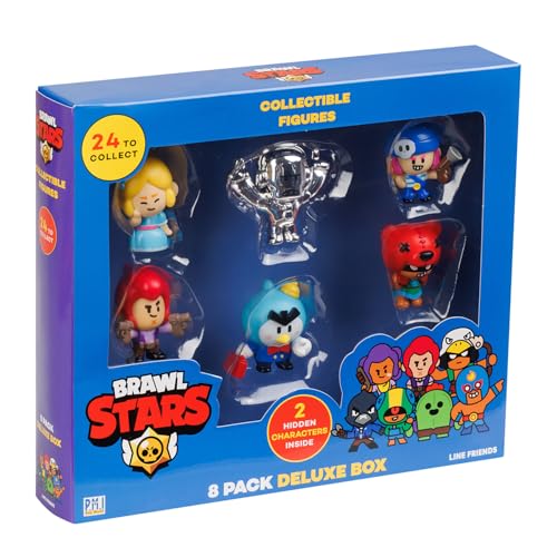 P.M.I. Brawl Stars Sammelfiguren | 8 Spielzeuge aus 24 Sammlerstücken in 1 Box Merch enthält den silberhäutigen Gegenstand | Mini-Spielzeug mit 2 versteckten seltenen Figuren (Sortiment B) von P.M.I.