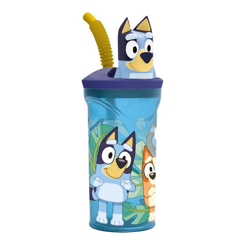 P:Os Bluey Trinkbecher mit Strohhalm und 3D-Figur, 360 ml von P:OS