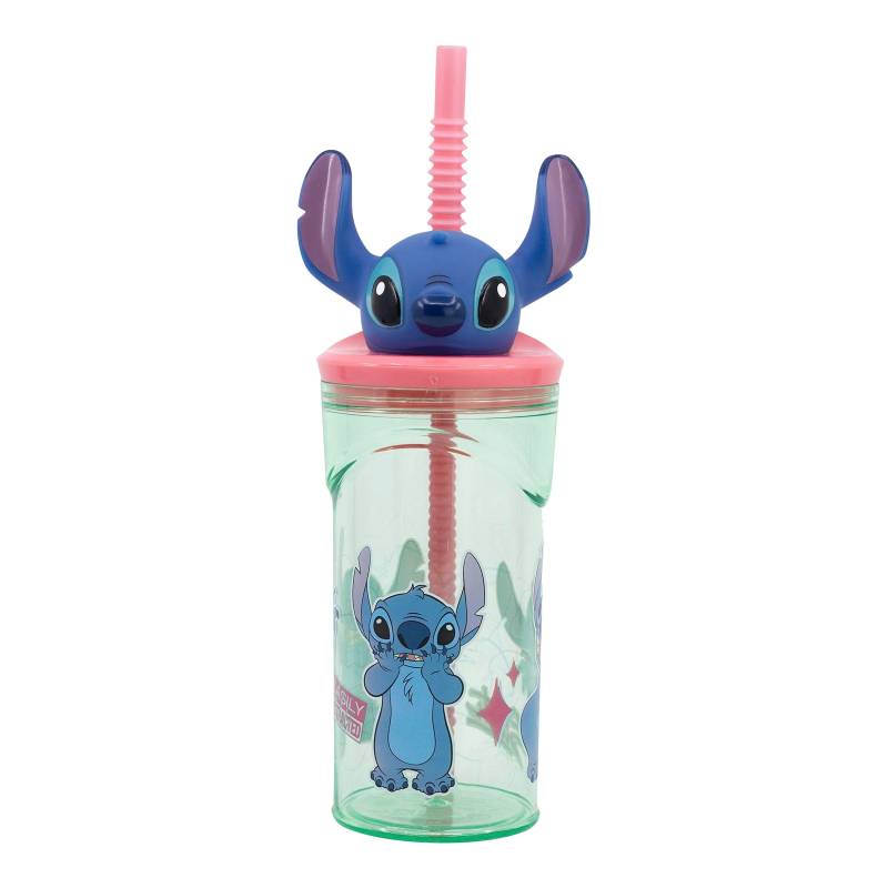 P:Os Disney Trinkbecher mit Strohhalm und 3D-Figur Stitch, 360 ml von P:OS