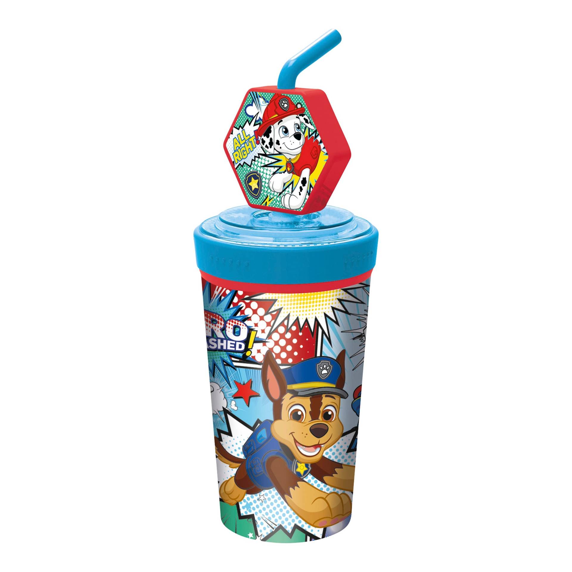 P:Os Paw Patrol Trinkbecher mit Strohhalm und 3D-Figur, 475 ml von P:OS