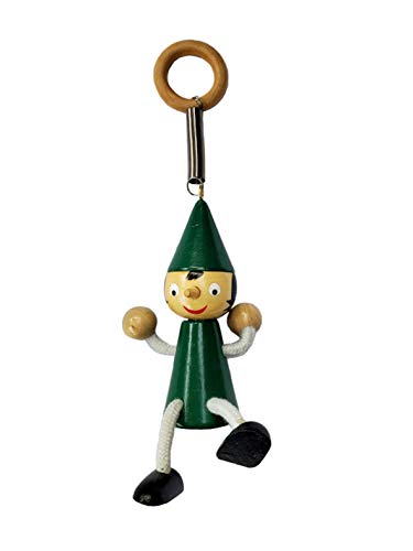 P.S. I Love Italy Hüpfende Pinocchio aus Holz mit Feder, Grün von P.S. I Love Italy