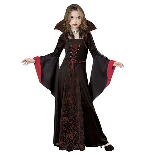 PABTID Vampir Kostüm Mädchen Karneval Kostüme Kinder Gothic Kapuzen Vampirkostüm Fasching Karneval Halloween Verkleidung Cosplay Party Kleid (120) von PABTID