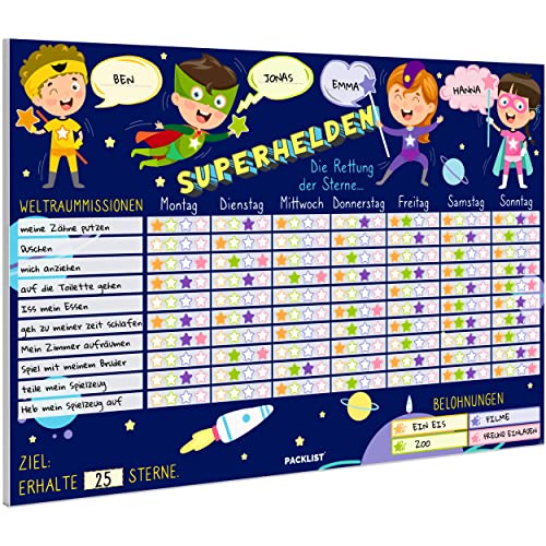 PACKLIST® Belohnungstafel für Kinder SUPERHELDEN auf Deutsch – Anpassbare Belohnungstafel Kinder ab 3-10. Belohnungssystem Kinder Zum Um Gutes Verhalten Zu Inspirieren, Erziehe im Positiven PACKLIST® Belohnungstafel für Kinder SUPERHELDEN auf Deutsch – Anpassbare Belohnungstafel Kinder ab 3-10. Belohnungssystem Kinder Zum Um Gutes Verhalten Zu Inspirieren, Erziehe im Positiven von PACKLIST