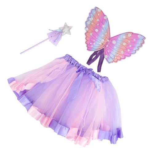 PACKOVE 1 Satz 3er-satz Fairy Stick Set Karnevalsoutfit Kleid Kind Violett Tuch Pentagramm von PACKOVE