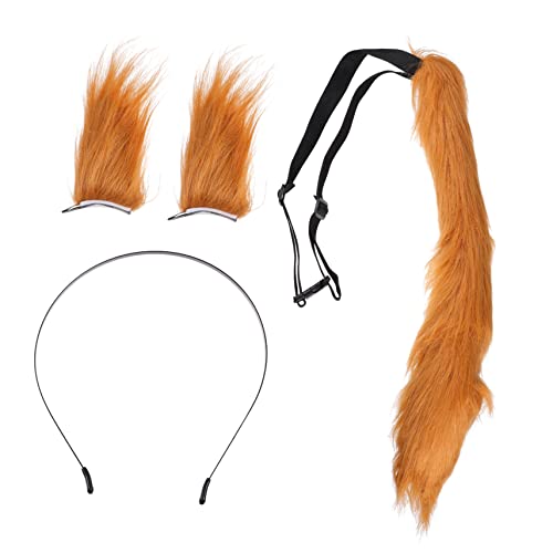 PACKOVE 1 Satz Fuchs -Ohr - -Set Plüschschwanz tragen Fuchsohren und - als Kostümzubehör Fox Tail Cosplay Haarband mit Tierohren Haarspange Brown von PACKOVE