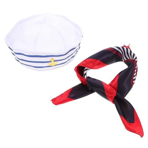 PACKOVE 1 Satz Gestreiftes Matrosenhut Set mit Schal Verstellbare Nautische Mütze für Themenpartys Yacht und Marinekostüme für Reisen und Besondere Anlässe PACKOVE 1 Satz Gestreiftes Matrosenhut Set mit Schal Verstellbare Nautische Mütze für Themenpartys Yacht und Marinekostüme für Reisen und Besondere Anlässe von PACKOVE