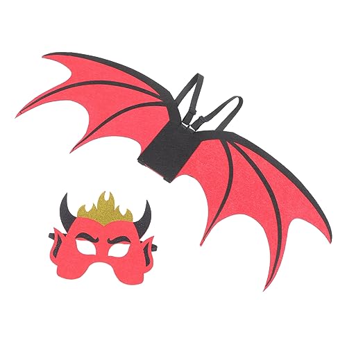 PACKOVE 1 Satz Halloween-teufelsflügel-maskenset Für Kinder Teufelsstütze Drachenschwanz Rot von PACKOVE