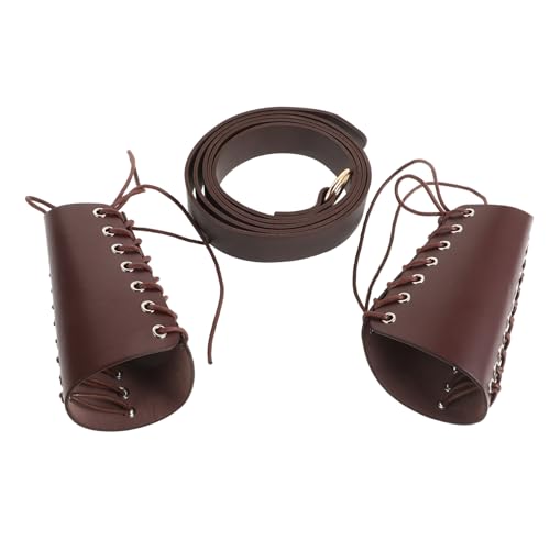 PACKOVE 1 Satz Herren Armguards Set mit Mittelalter Gurt und Verstellbaren Handgelenkband für Kostüm für Renaissance und LARP Events Braun Gurt Handgelenk PACKOVE 1 Satz Herren Armguards Set mit Mittelalter Gurt und Verstellbaren Handgelenkband für Kostüm für Renaissance und LARP Events Braun Gurt Handgelenk von PACKOVE