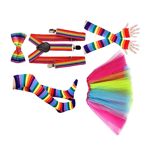 PACKOVE Kinderanzug 1 Satz Kostümzubehör Regenbogen-tutu-rock Kleid Für Mädchen 80er Hosenrock Gurt Kostüme Für Erwachsene von PACKOVE
