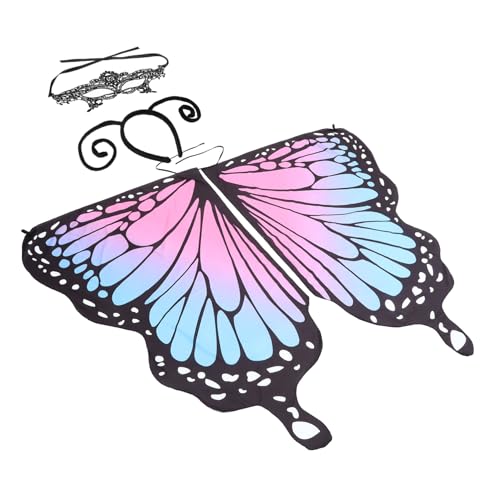 PACKOVE 1 Satz Schmetterlings-Schal-Cape Schmetterlingsflügel-Kostüm Feenflügel-Umhang Tiara von PACKOVE