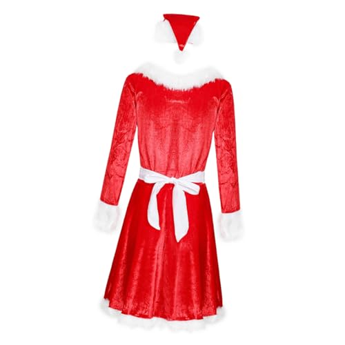 PACKOVE 1 Satz rote Kleider für Frauen Mädchen Hut weihnachtsmann kostüm weihnachtsmannkostüme formelle Kleidung Weihnachtsmann-Kleid Weihnachtskleid für Frauen Weihnachten langes Kleid von PACKOVE