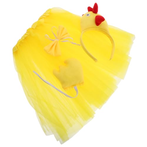 PACKOVE 1 Set Cute Chicken Cosplay -outfit Für Kinder Mit Stirnband -tutu -rock Und Bogenknoten Für Halloween- Oder Geburtstags -cosplay -partys Geeignet von PACKOVE