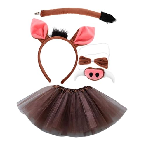 PACKOVE 1 Set Stirnband Wildschweinkostüm Schweineohren Stirnband Schweinekostüm Zubehör Schweinekostüm Kinderschwanzkostüme Halloween Schweine Schweinenase Schweinekostüm von PACKOVE
