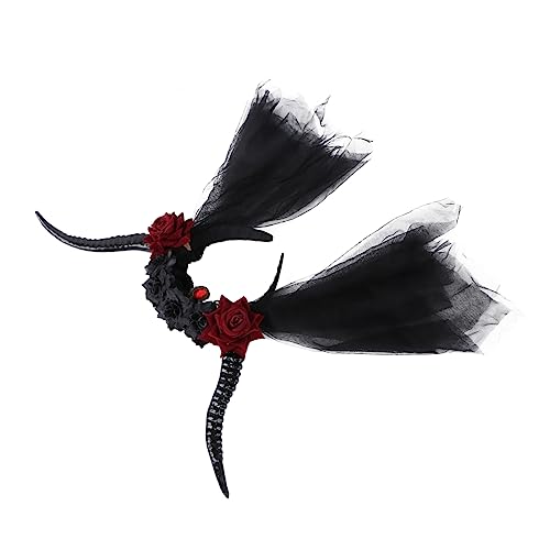 PACKOVE 1 Stück Steampunk Haarreif mit Teufelshörnern und Schleier Retro Antilopenhorn Kopfschmuck für Halloween Cosplay und Partys Einzigartiges Haaraccessoire für und Mädchen von PACKOVE