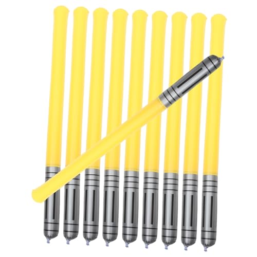 PACKOVE 10 Stück Teiliges Aufblasbares Lichtschwert PVC Schwerter Gelb Schnelle Aufblasfunktion Kindergeburtstag Cosplay Party Dekoration für Jungen und Mädchen von PACKOVE