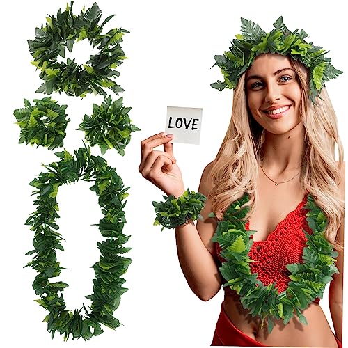 PACKOVE 1Satz Hawaiianisches Dekorationszubehör für Luau Partys Handgefertigte Grüne Passt für Kostümpartys Besondere Anlässe Kopfschmuck Halskette PACKOVE 1Satz Hawaiianisches Dekorationszubehör für Luau Partys Handgefertigte Grüne Passt für Kostümpartys Besondere Anlässe Kopfschmuck Halskette von PACKOVE