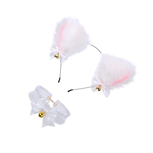 PACKOVE 1Satz Katzenohren Haarband mit Schleife und Choker Plüsch Kopfband für Cosplay Süßes Accessoire für Karneval Mottoparty und Kreativer Kopfschmuck von PACKOVE