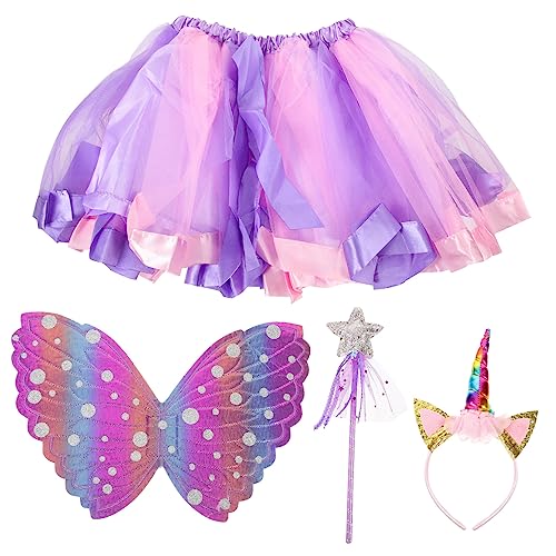 PACKOVE 1Satz Kostüm Mit Tutu Rock Schmetterlingsflügeln Stirnband Zauberstab Cosplay Bühnenauftritte Für Jahren Farbenfrohes von PACKOVE
