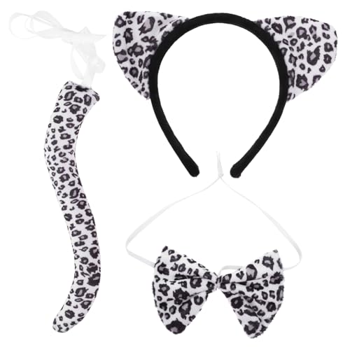 PACKOVE 1Satz Leopardenohren Stirnband Set Mit Dekorativem Fliege Cosplay Zubehör Für Halloween Karneval Tierkostüm Partys von PACKOVE