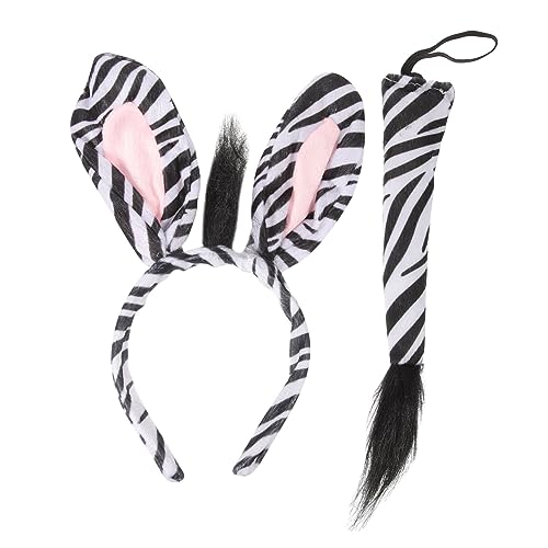 PACKOVE 1Satz Zebra Kostüm Set mit Stirnband und Tier Cosplay Zubehör für Fasching Halloween und Kostümpartys Teiliges Set mit Lustigen Zebra und Hochwertige von PACKOVE