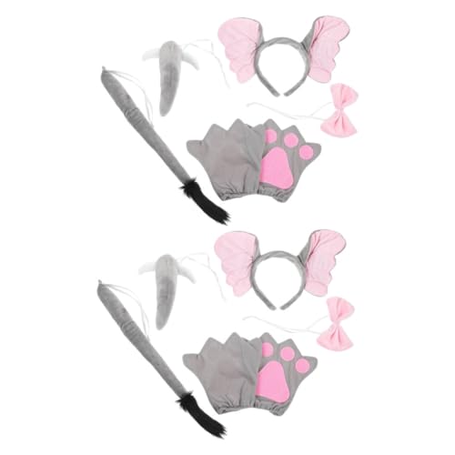 PACKOVE 2 Sätze Kostüm Set mit Plüschigen Elefantenohren und Weicher Kopfband und Handschuhe Leichte Tier Verkleidung für Karneval Halloween Party Zubehör Kindgerecht und Komfortabel von PACKOVE