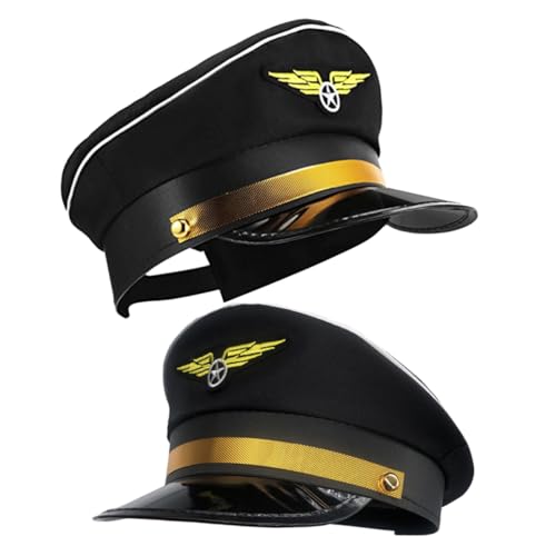 PACKOVE 2 Stck Pilotmütze für Erwachsene Cosplay Hut für Männer und Frauen Verstellbare Flugzeug Pilotmütze für Halloween Kostümparty und Themenveranstaltungen Schwarz PACKOVE 2 Stck Pilotmütze für Erwachsene Cosplay Hut für Männer und Frauen Verstellbare Flugzeug Pilotmütze für Halloween Kostümparty und Themenveranstaltungen Schwarz von PACKOVE