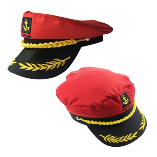 PACKOVE 2 Stück Bestickte Kapitänsmützen für Erwachsene Leichte Atmungsaktive Matrosenmützen Verstellbar für Yacht Boot Cosplay Karneval Feier Damen und Herren von PACKOVE