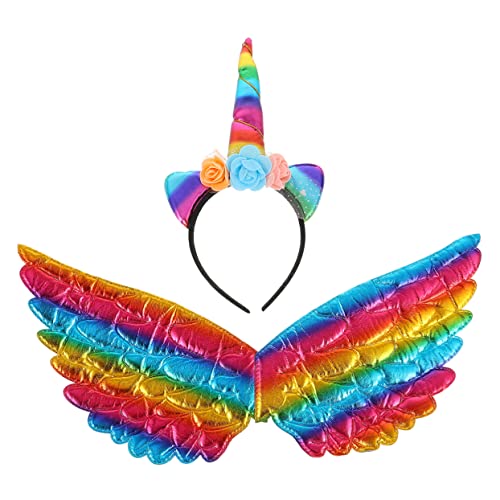 PACKOVE 2 Stück Buntes Einhorn Haar Set für Teiliges Kostümzubehör mit Haarreif und Flügeln für Partys Karneval und Geburtstagsfeiern PACKOVE 2 Stück Buntes Einhorn Haar Set für Teiliges Kostümzubehör mit Haarreif und Flügeln für Partys Karneval und Geburtstagsfeiern von PACKOVE