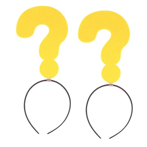 PACKOVE 2 Stück Fragezeichen Stirnband Kopfbedeckung Mädchen Haar Accessoires Stirnbänder Dekoration Hat Fragezeichen Kostüm Fragezeichen Perlen Stoff Gelb von PACKOVE