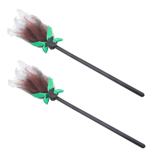 PACKOVE 2 Stück Halloween Hexenbesen Halloween-Hexenbesen-Stütze Hexenkostümzubehör Kinderbesen für Cosplay Zauberer fliegender Besen Besenrequisiten Hexenbesenstiel Plastik Schwarz von PACKOVE