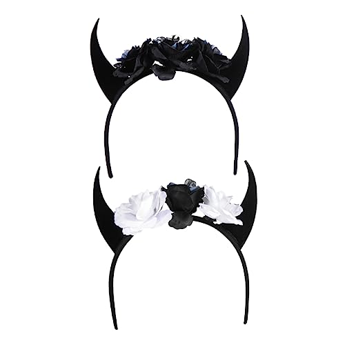 PACKOVE 2 Stück Halloween Teufelshörner Haarreifen mit Blumen und Kostüm Accessoire für Fotos für Erwachsene für Halloween und Cosplay PACKOVE 2 Stück Halloween Teufelshörner Haarreifen mit Blumen und Kostüm Accessoire für Fotos für Erwachsene für Halloween und Cosplay von PACKOVE
