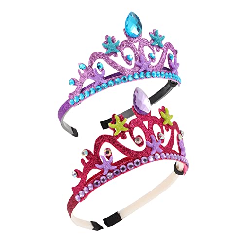 PACKOVE 2 Stück Kronen-tiara-stirnband Bday Haarschmuck Party Kopfschmuck Für Mädchen Geburtstagsfeier Kopfschmuck Kronen-requisiten Für Funkeln Kleinkind Die Vlies von PACKOVE