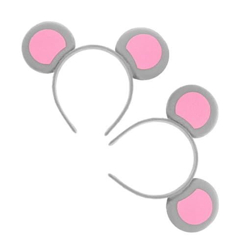 PACKOVE 2 Stück Mouse Kostüm Haarreif mit Niedlichen Grauen Mäuseohren Cartoon Stirnband für Damen Vielseitig für Party Halloween Karneval und Cosplay Bühnenauftritte von PACKOVE