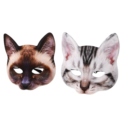 PACKOVE 2 Stück Realistische Katzenmaske und Cosplay Masken für Halloween Karneval Party mit Elastischem Band Bequeme Langlebige Tiergesichtsmasken für Damen und Herren PACKOVE 2 Stück Realistische Katzenmaske und Cosplay Masken für Halloween Karneval Party mit Elastischem Band Bequeme Langlebige Tiergesichtsmasken für Damen und Herren von PACKOVE