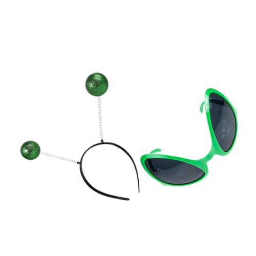 PACKOVE 2 Stück Teiliges Halloween Alien Kostüm Set Grünem Kunststoff mit Alien Stirnband und Sonnenbrille Langlebig für Partys Cosplay und Fasching PACKOVE 2 Stück Teiliges Halloween Alien Kostüm Set Grünem Kunststoff mit Alien Stirnband und Sonnenbrille Langlebig für Partys Cosplay und Fasching von PACKOVE
