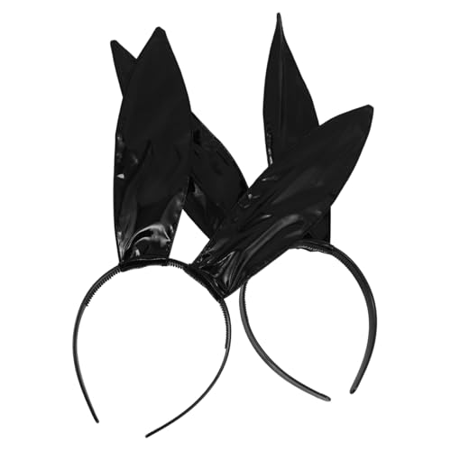 PACKOVE 2 Stück Teiliges Halloween Hasenohren Stirnband aus Schwarzem Kunstleder Komfortabel Modisch und Robust Party Fotografie-accessoire für Erwachsene für Halloween Themenpartys von PACKOVE