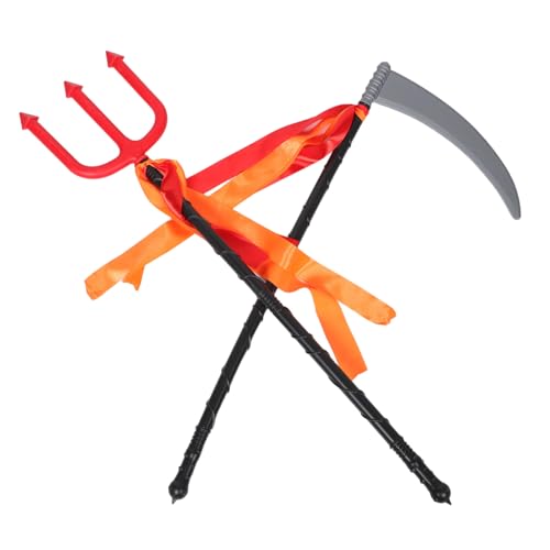 PACKOVE 2 Stück Teiliges Halloween Todessense Teufelsdreizack Robustem Kunststoff Realistische Reaper Dämonen-Accessoires für Kostümpartys und Gruselige Dekorationen von PACKOVE