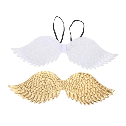 PACKOVE 2 Stück Teiliges Kinderkostüm mit Engelsflügeln für Mädchen für Valentinstag Halloween Weihnachtsfeiern und Bühnenaufführungen Leichte und Bequeme Verkleidung Gold und Silber von PACKOVE