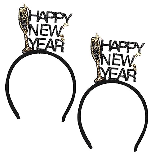 PACKOVE 2 Stück Teiliges Neujahrs Stirnband mit Glitzer Bequemer Flexibler Kopfschmuck für Silvester Party Festliches Haaraccessoire mit Happy Year Langlebig und Festivalzubehör von PACKOVE