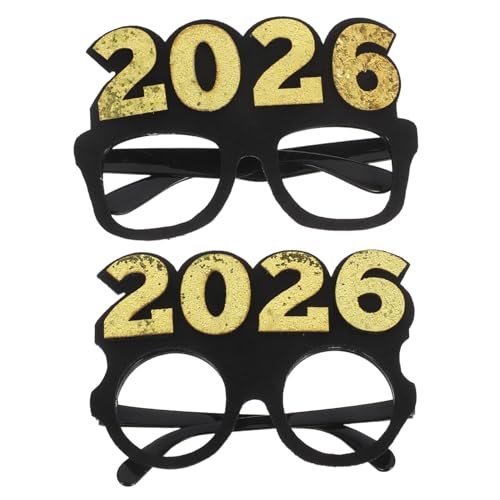 PACKOVE 2 Stück Teiliges Silvester-brille Schwarz-gold Glitzer Kunststoff Partybrille Foto-accessoire für Silvester Abschluss Feiertage Robust und Auffällig von PACKOVE