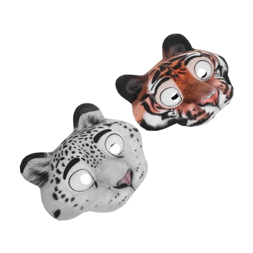PACKOVE 2 Stück Teiliges Tier Halbgesichtsmasken aus EVA Lustige Tiger Schneeleoparden-masken für Erwachsene Leichte Farbintensive Cosplay Karnevalsmasken für Halloween Dschungel von PACKOVE