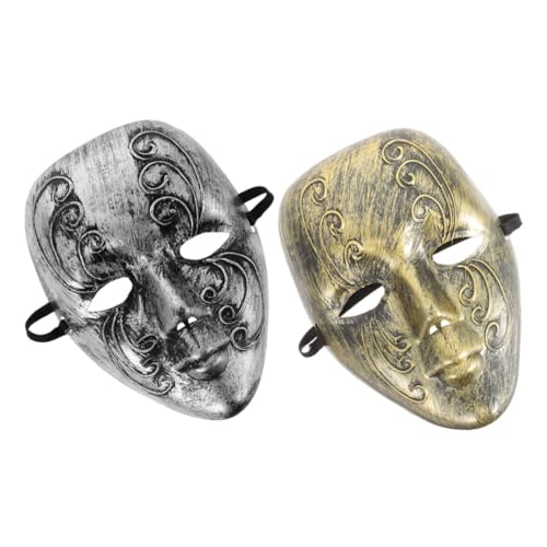 PACKOVE 2 Stück Vintage Vollmaske für Bälle Kostümpartys Silberne Goldene Vollgesichtsmaske und Atmungsaktiv für Verschiedene Anlässe PACKOVE 2 Stück Vintage Vollmaske für Bälle Kostümpartys Silberne Goldene Vollgesichtsmaske und Atmungsaktiv für Verschiedene Anlässe von PACKOVE